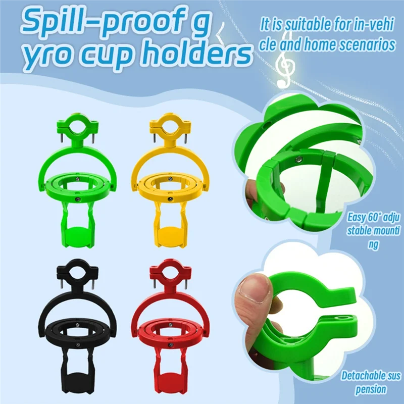 

SYDS Gyroscopic Cup Holder 3D Motorcycle Drink Holder No Spill Self Leveling Cup Holder Clamp Adjustable Clip On Cup Holder