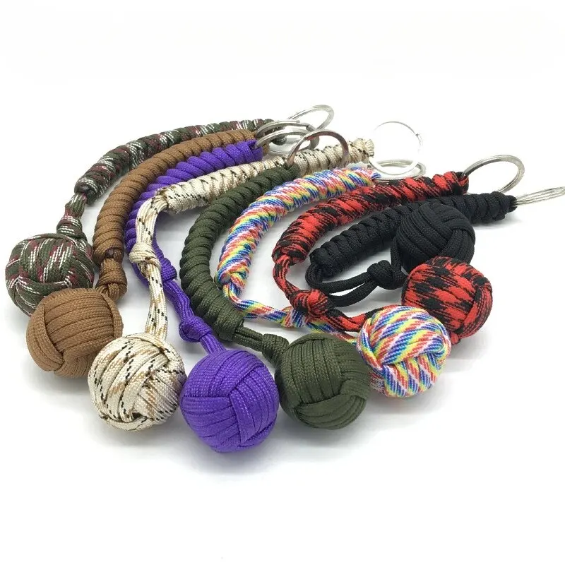 1pc Affe Faust Stahl Ball Selbstverteidigung Lanyard Überleben Schlüssel Kette Gebrochenes Fenster Regenschirm Seil Geflochtene Kette Outdoor Sicherheit Prot – Detail 1
