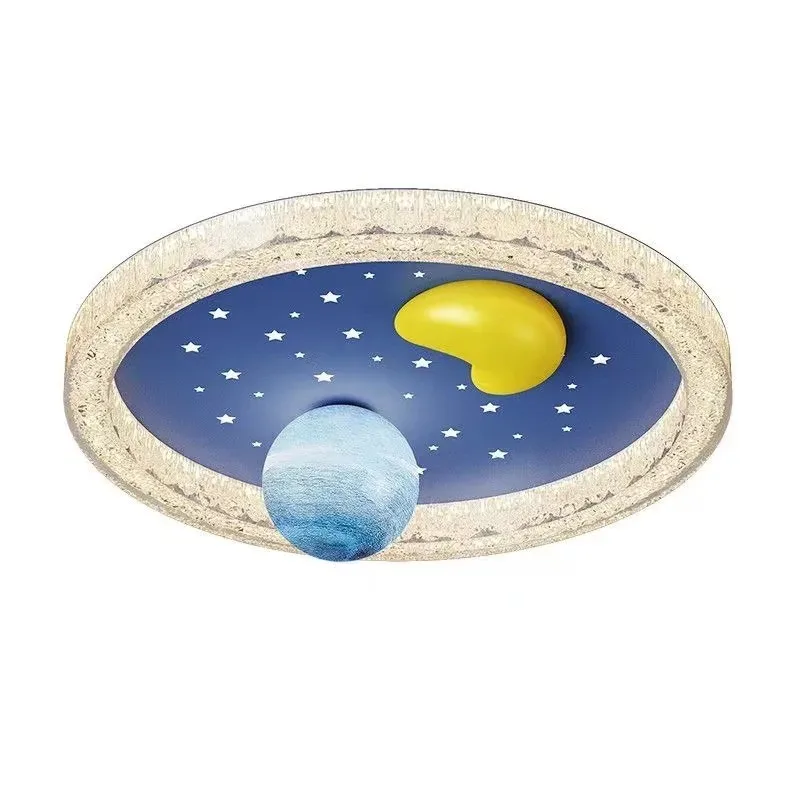 Nordic children's fun cartoon star room ceiling light wrought iron star light bedroom creative planet eye protection