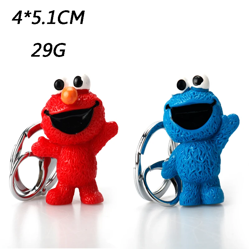 Cartoon Anime Sesame Street PVC Figure Keychain Cookie Monster Doll Toys Pendant Key Chain For Children Kid Gift Cartoon Keyring