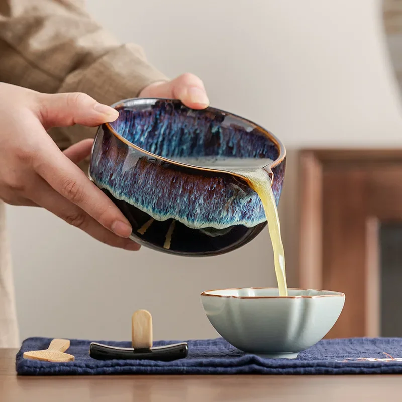 

8pcs Matcha Set with Bamboo Whisk & Tea Brush Kiln Glazed Matcha Bowl Kit with Gift Box Japanese Tea Ceremony Accessories