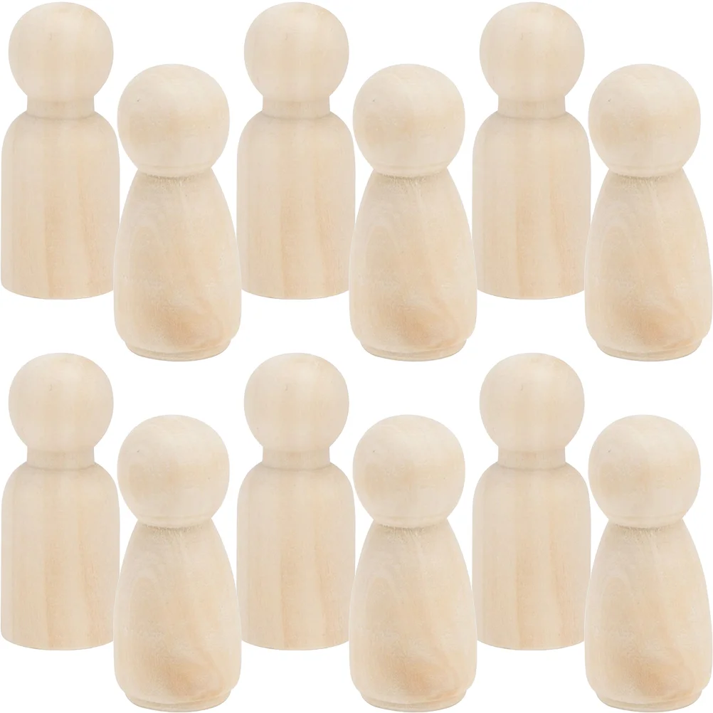 

48 Pcs Male and Female Puppets Wood Crafts Baby Unfinished Wooden Peg DIY Figures Child