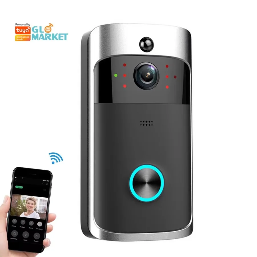 

Glomarket Smart Wi-Fi Video Doorbell with Camera Wireless Intercom and Ring Doorbell Home Security System Battery Operated