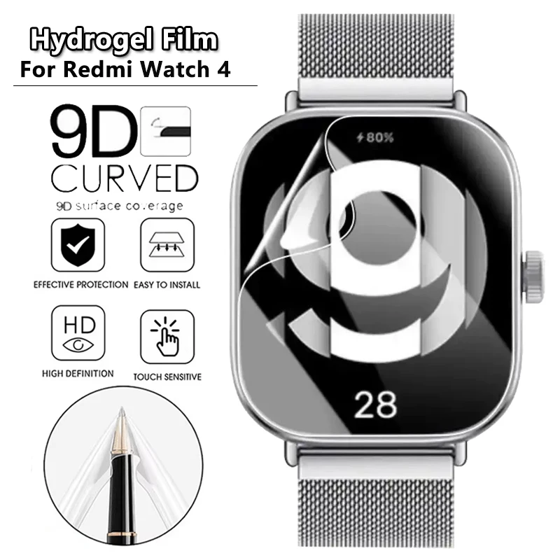 Изогнутая мягкая Гидрогелевая пленка 9D для Xiaomi Redmi Watch 4, защита экрана, не стекло для Readmi Watch 4 HD, прозрачная защитная пленка