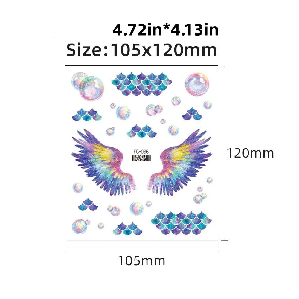 Temporary Glitter Butterfly Wings Tattoo Stickers para Mulheres, Flores, Body Art, Pulso, Pescoço, Rosto, Falso, Impermeável, Lua