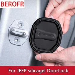 4pcs Absorber Cushion Silicone Car Door Lock Buckle Anti-collision Protective Cover  For For Jeep Grand Cherokee Compass Patriot