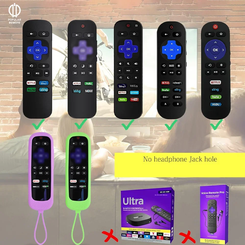 Roku Remote Case for TCL Roku TV Steaming Stick Express Silicone Protective Replacement Skin Glow in the Dark