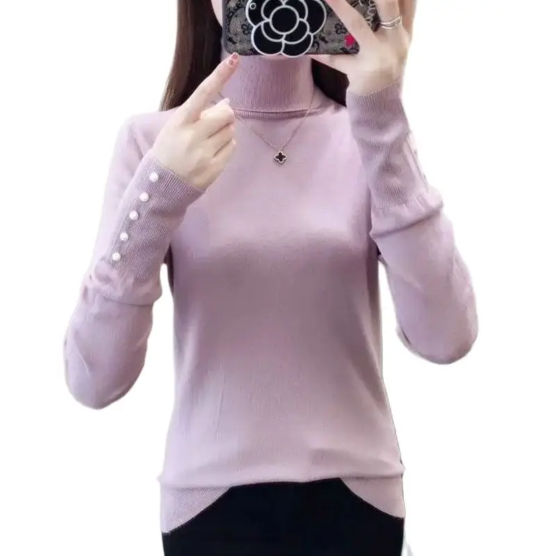 

2023 Fashion Turtleneck Sweater Women Autumn Winter Bottoming Shirt Soft Elasticity Long Sleeve Knit Pullover Sweaters KW1051