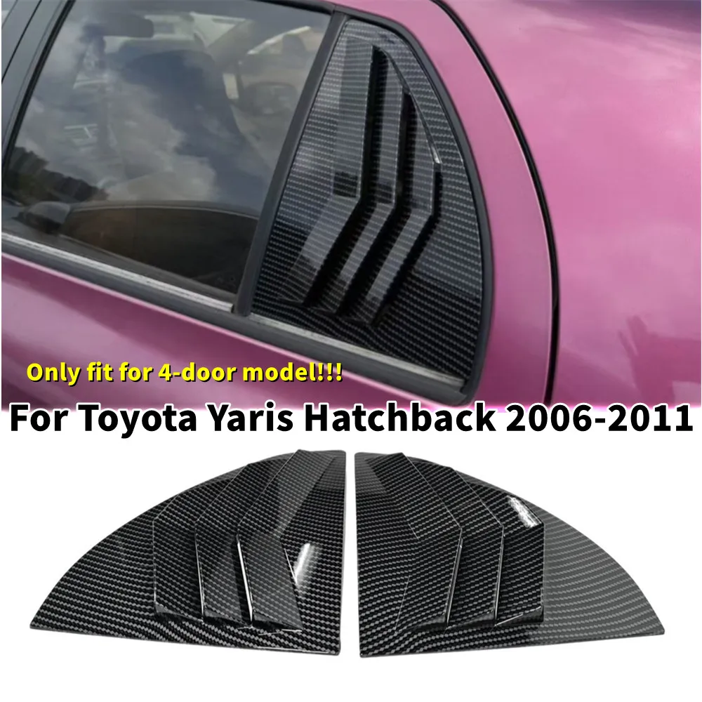 For Toyota Yaris Hatchback 2006-2011 Car Rear Window Louver Shutter Cover Side Vent Blinds Trim Sticker ABS Accessories