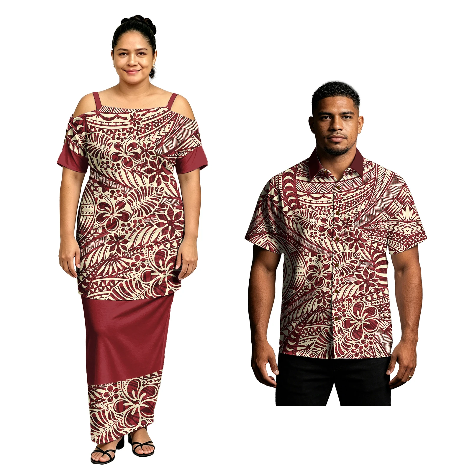 Printed Floral Shirt - Conjunto de Casal: Camisas Aloha Masculinas