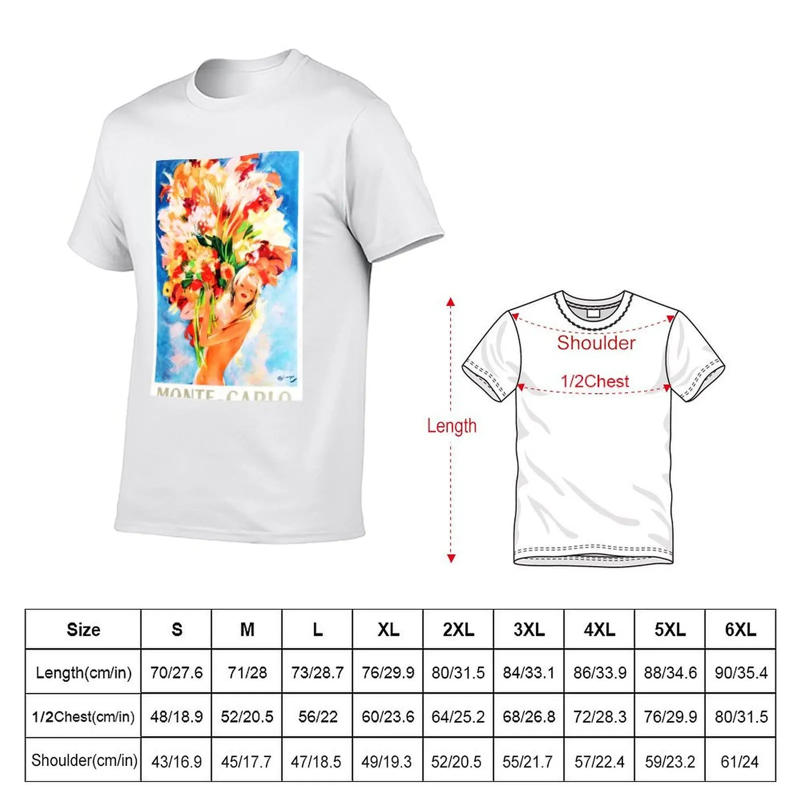 MONTE CARLO Flower Girl Vintage Poster by Artist Jean-Gabriel Domergue T-Shirt