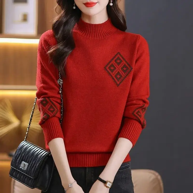 Half Turtleneck Sweater Women Jumper 2024 Autum Winter Basic Warm Clothes Female Pull Femme Knitted Cotton Pullover Sweater