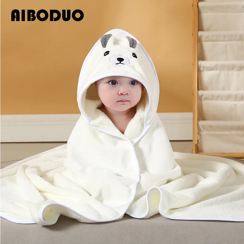 New Cartoon Baby Cloak Poncho Mother and Baby Bag Coral Fleece Soft Bath Hooded Baby Cusheet