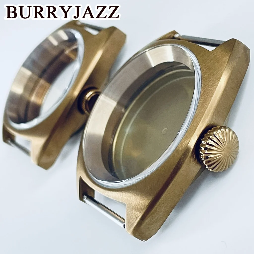 BURRYJAZZ-caja de reloj con movimiento, accesorio resistente al agua con corona grande/corona pequeña de zafiro, 36mm/39mm, compatible con NH34, NH35, NH36, NH38, ETA2824, PT5000