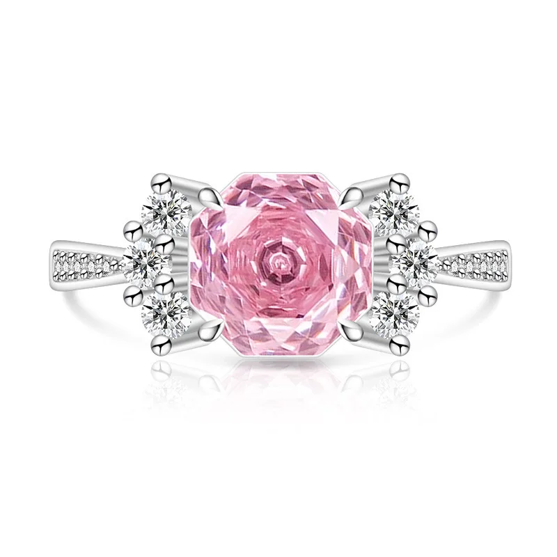 Light Luxury Sweet 925 Sterling Silver Rose Cut High Carbon Diamond Candy Design Sense Women's Ring Jewelry