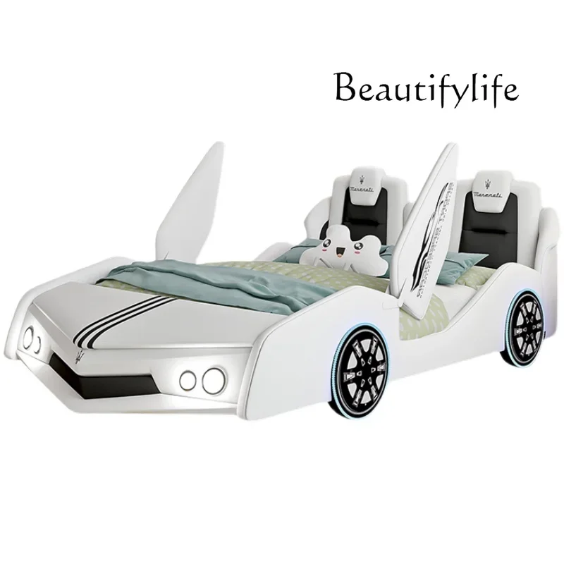 

Solid wood car bed sheet 1.5 creative storage cartoon bed with guardrail