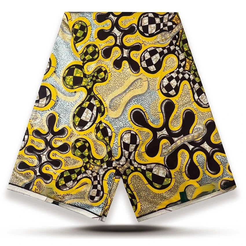 2025 Tessuti africani con stampa in cera d'oro nigeriano di alta qualità per patchwork Tessuto nuovo stile per abbigliamento Decorazioni per la casa Y89
