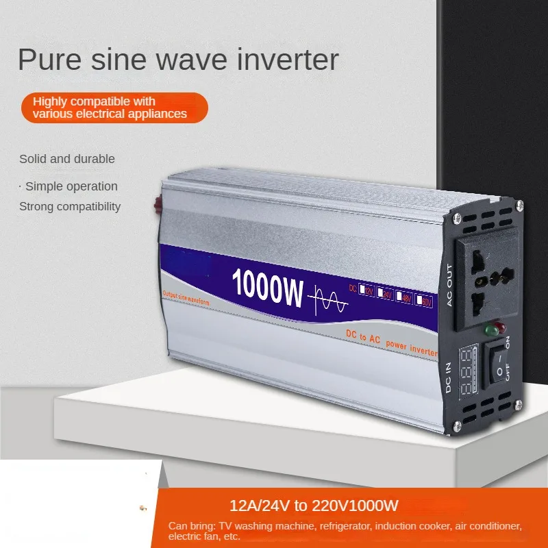 

Inverter-1000W-12V-E pure sine wave inverter 1000W/12V/24V to AC/220V conversion portable household car inverter