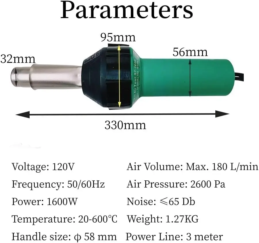 1600W Professional PVC Roofing Welding Tools Heat Gun Kit Plastic Welder Hot Air Weld Gun with Roofing Seam Rollers Seam Tester