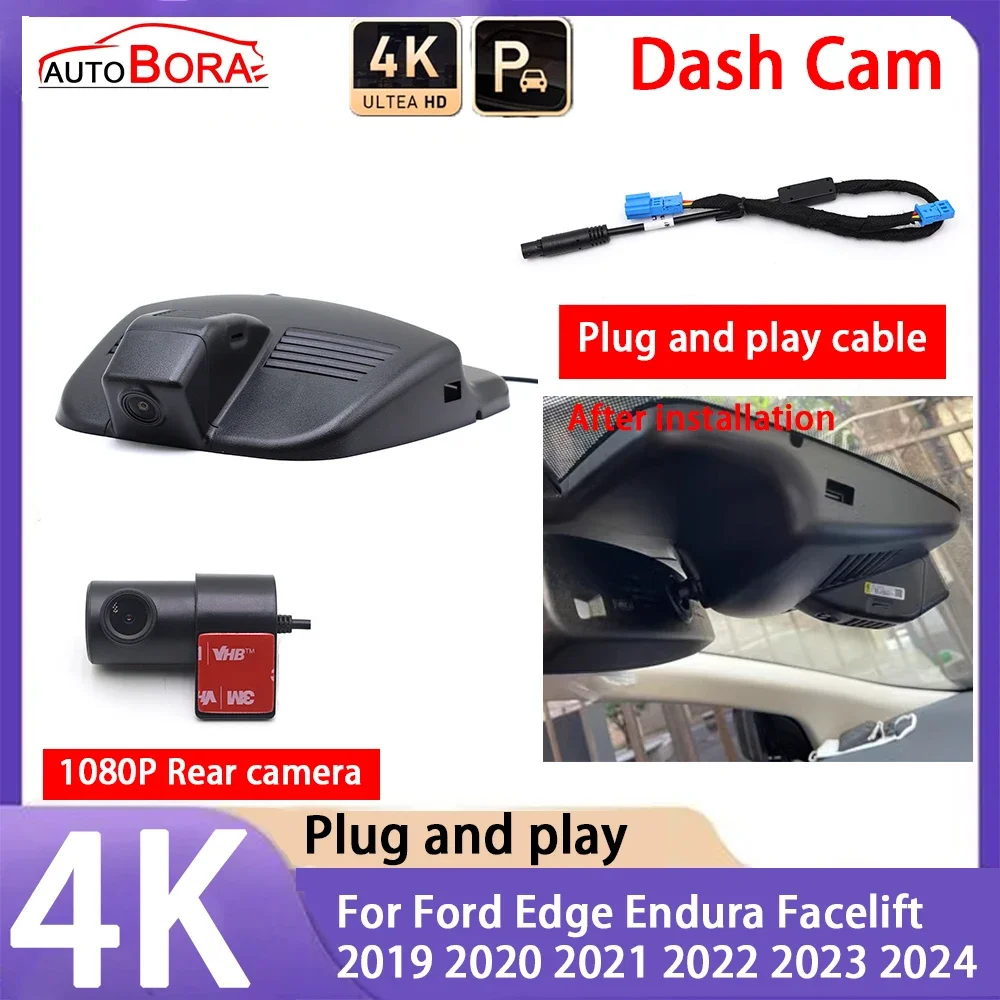 

AutoBora 4K 2160P Plug and Play UHD Car Dash Cam DVR Night Vision for Ford Edge Endura Facelift 2019 2020 2021 2022 2023 2024