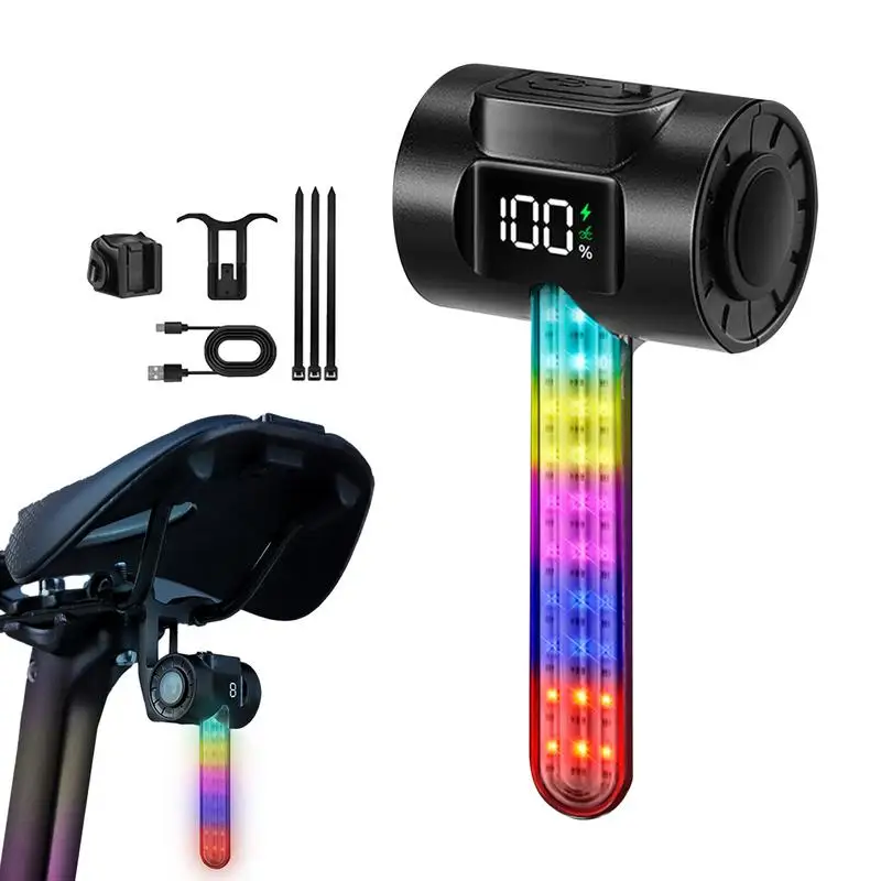 

Rear Cycle Light Tail Light For Tail Light Built-in RGB Colorful Water Dynamic Effect High-Brightnes Cycling Accessory Backlight