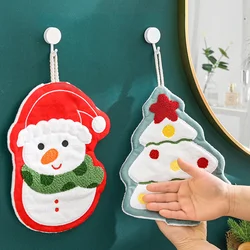 Christmas Hand Towel Creative Snowman Santa Claus Shape Handkerchief Towels Kitchen Bathroom Absorbent Hand Cloth Xmas Decor