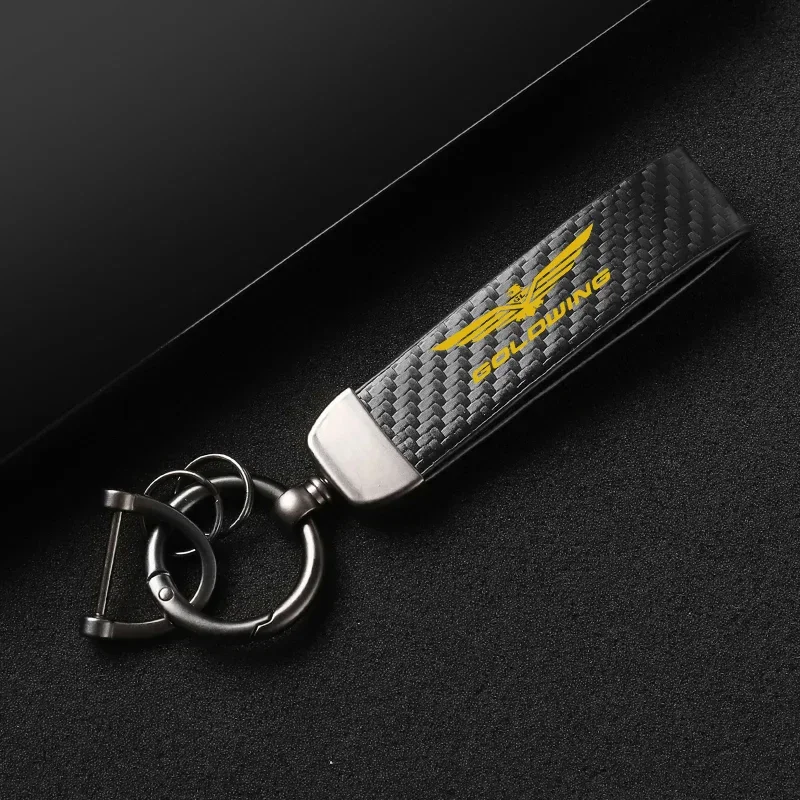 New Leather Carbon Fiber Motorcycle Key Chains KeyChain For Honda Gold Wing 1800 1500 1200 Goldwing GL1800 GL