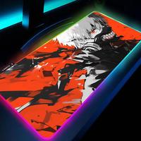 Tokyo G-Ghouls MAISTO Mouse Pad RGB Large Gaming Mouse Pad Non-slip Rubber Base Keyboard Pad Extra Large Luminous LED MousePad