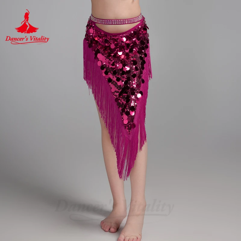 Belly Dance Performance Costume for Kid High Grade AB Stones Sequined Fringe Skirt Children\'s Oriental Dance Competition Skirts