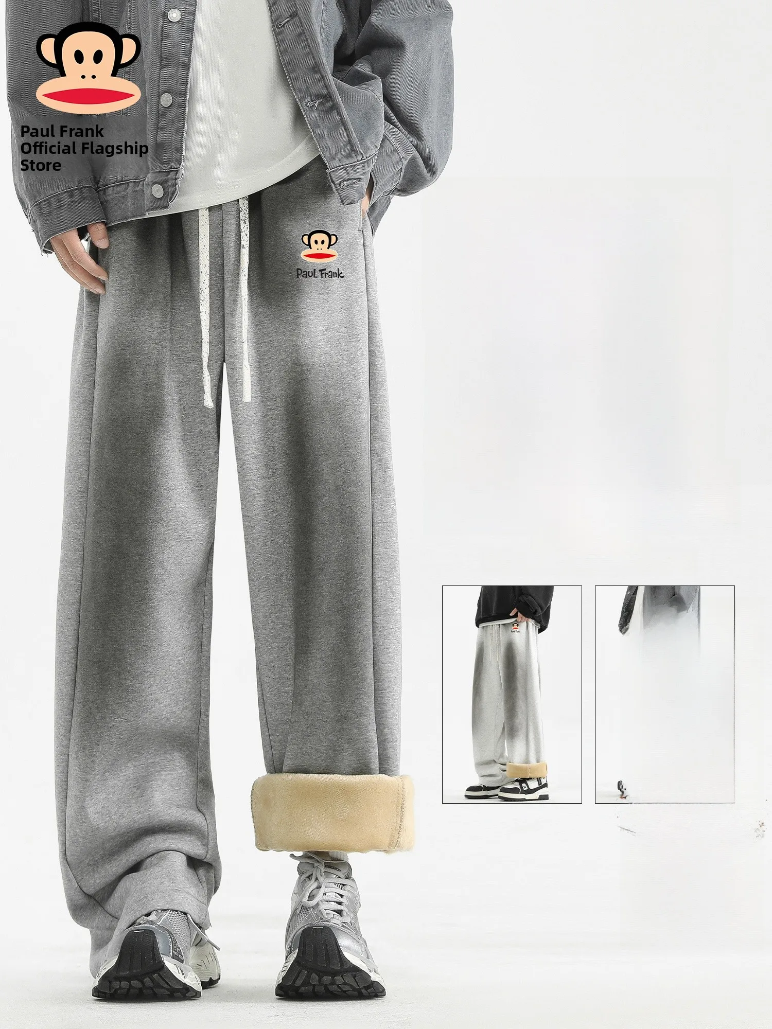 

PaulFrank Thiened Fce Men's Casual Pants Loose Dyeing Straight Leg Winter Warm Trousers Youth Casual Faion Polyester C...