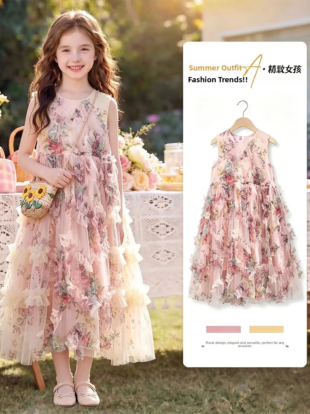 robe-longue-de-conte-de-fees-pour-filles-longueur-genou-mode-estivale-robe-a-fleurs-avec-gilet-design-taille-douce-tissu-doux-de-qualite-moyenne-pour-enfants