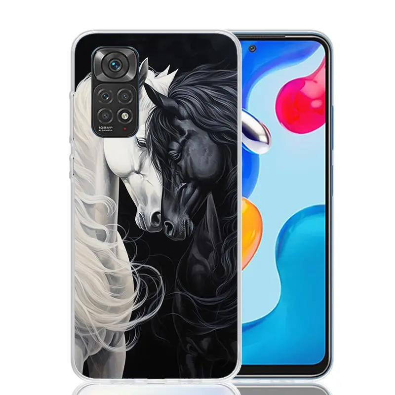 Animal Black Horse For Xiaomi Redmi Note 13 12S 12 11S 11 10S 10 Phone Case 9S 9 8T 8 Pro 11T 11E 7 Plus Fundas Cover Coque