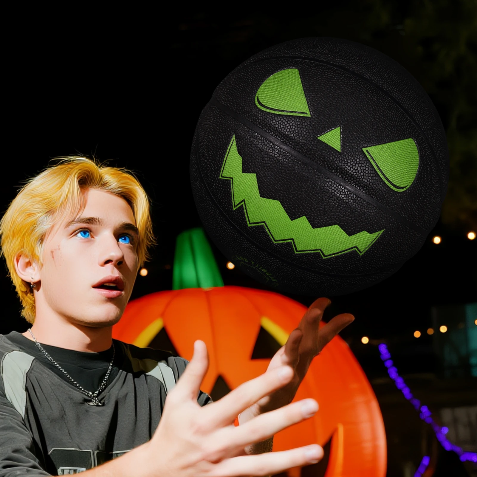 

Halloween Jack-O'-Lantern Basketball Standard Size 7 Outdoor&Indoor Men's And Women's Pumpkin Luminous Balls Glowing Night Use