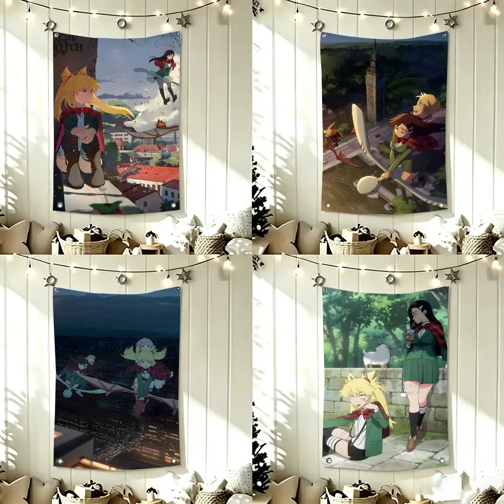 British Urban Fantasy Anime B-BURN THE WITCH Flags Home Decor Wall Hanging Vertical Flags Indoor Outdoor