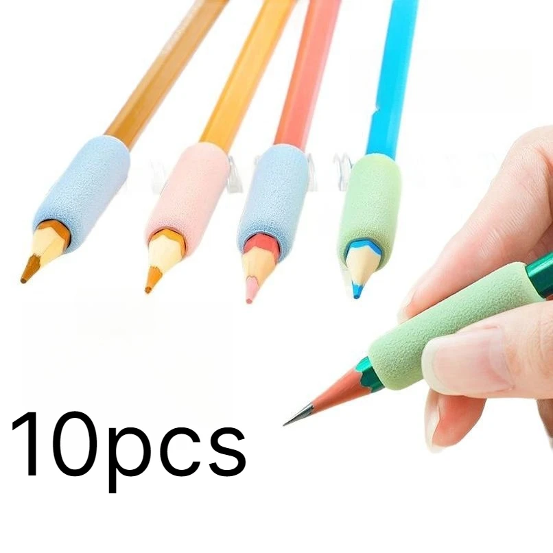 10Pcs Random‑Color Pastel Macaron Sponge Pen Sleeve, Writing Finger Protector Anti‑Wear Stress Relief Grip Cover