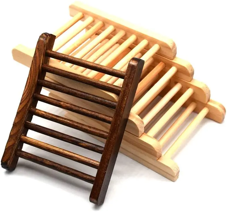 Home Bamboo Wood Soap Holder Bathroom Wooden Soap Case Hand Craft Bathtub Shower Dish Accessories Soap Storage Rack