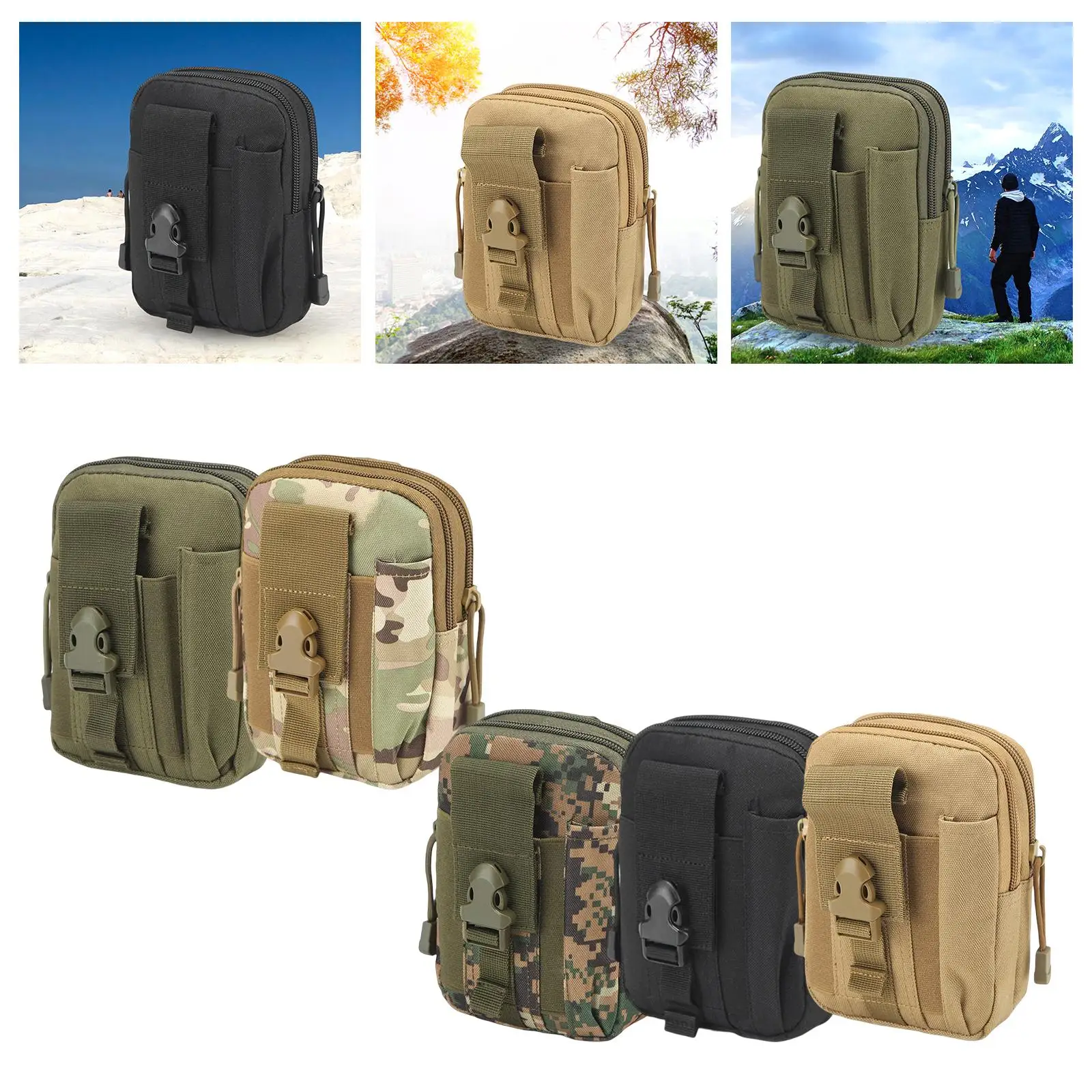 

Portable Waist Pack Zipper Multi Functional Accessories Utility Gadget Nylon Gear for Camping Travel