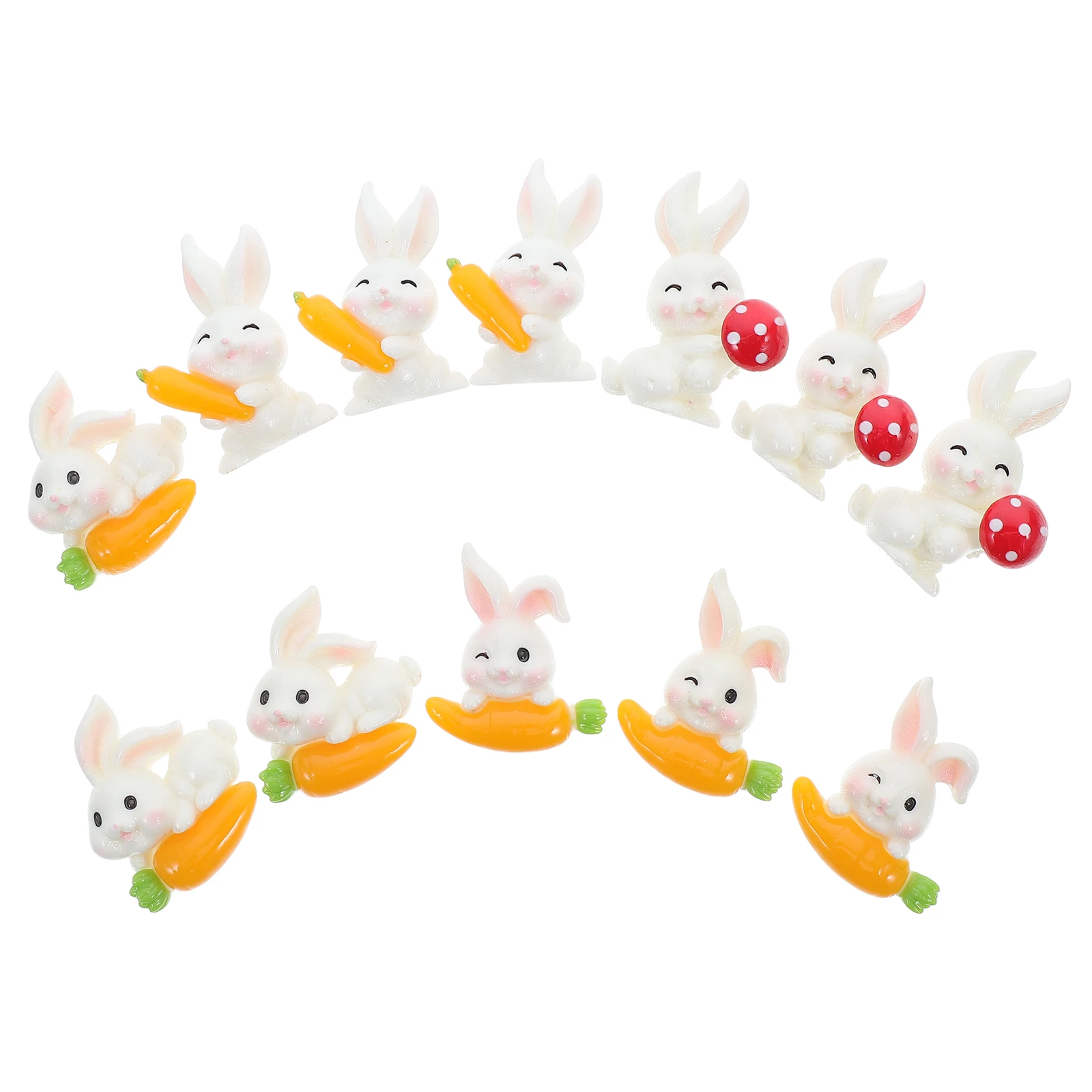 12Pcs DIY Phone Case Fridge Magnets Resin Rabbit Carrot Charms Cute Animal Embellishments for Hairpins Crafts Jewelry Making