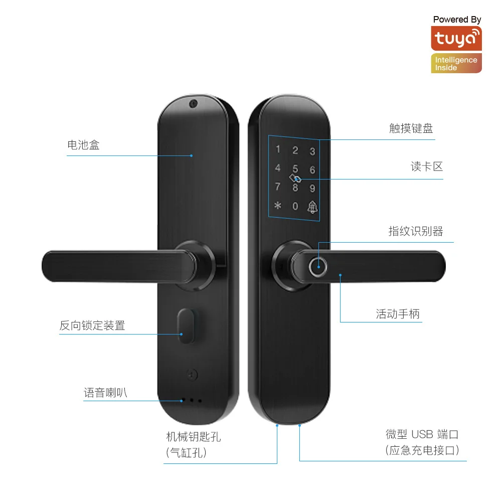 TUYA Wifi Graffiti Smart Home Anti-theft Door Lock App Timed Voice Remote Control Security Fingerprint Lock Smart Door Lock