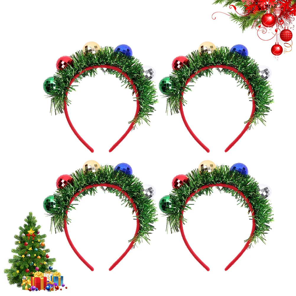 

4 шт., рождественский прожектор, повязка на голову с шаром, один размер, подходит для большинства праздничных рождественских вечеринок, головной убор, праздничная повязка для волос, гирлянда на голову