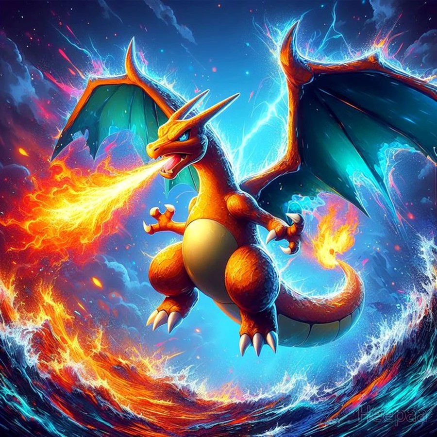 Charizard Pokemon Fire Dragon Anime Diamond Painting Art Fantasy Cute Charmander Japan Cartoon Cross Stitch Mosaic Home Decor