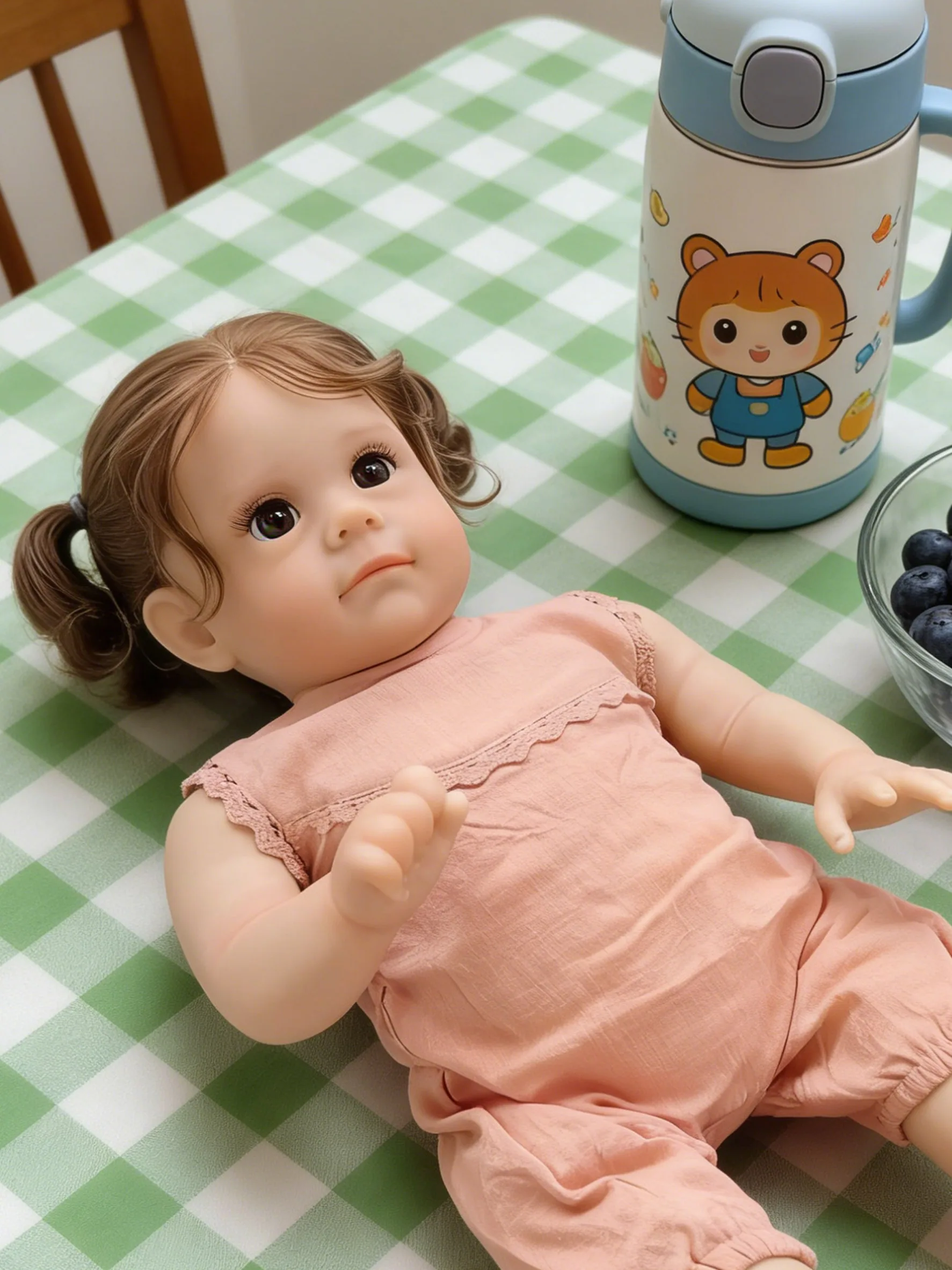 22Inch Newborn Maggi Hand-Rooted Hair Cloth Body Multiple Layers Painting Skin With Visible Veins Lifelike Toddler Reborn Doll