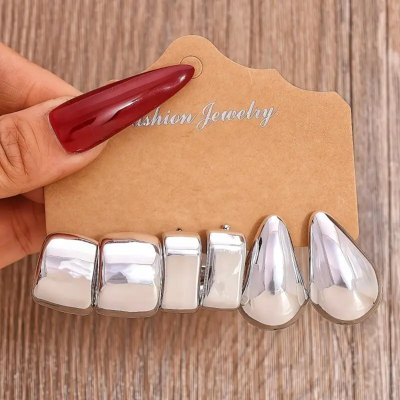 3/9 Pairs Women C-Shaped Twisted Teardrop Earrings Set, Golden Silvery, Stylish Stackable Earrings for Daily Wear and Parties