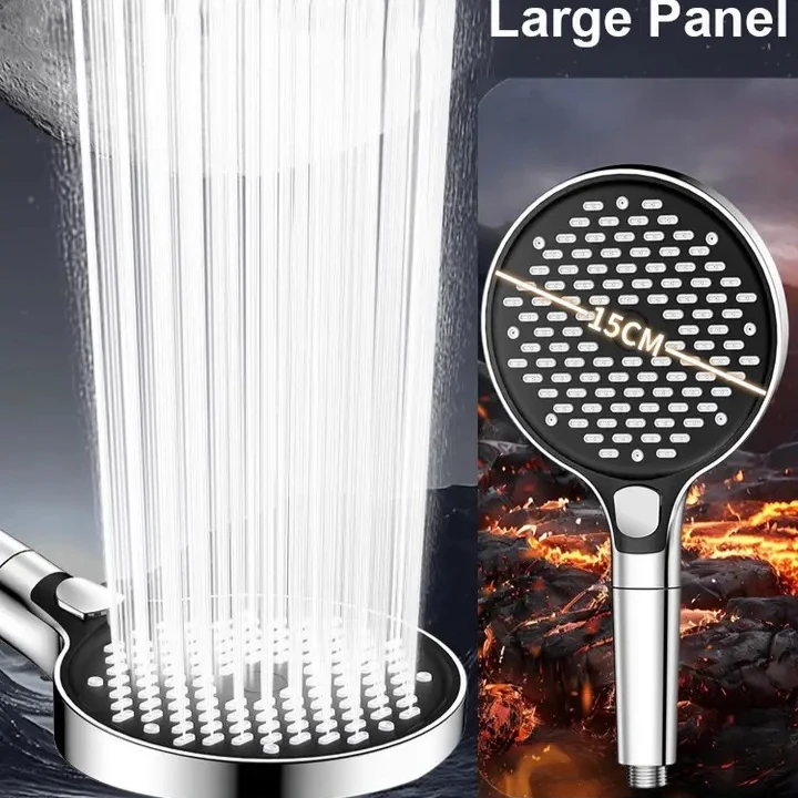 

Модернизированная душевая лейка с большой панелью для массажа и спа, 3 режима, высокое давление, эффект тропического дождя, с кнопкой остановки, ручная.