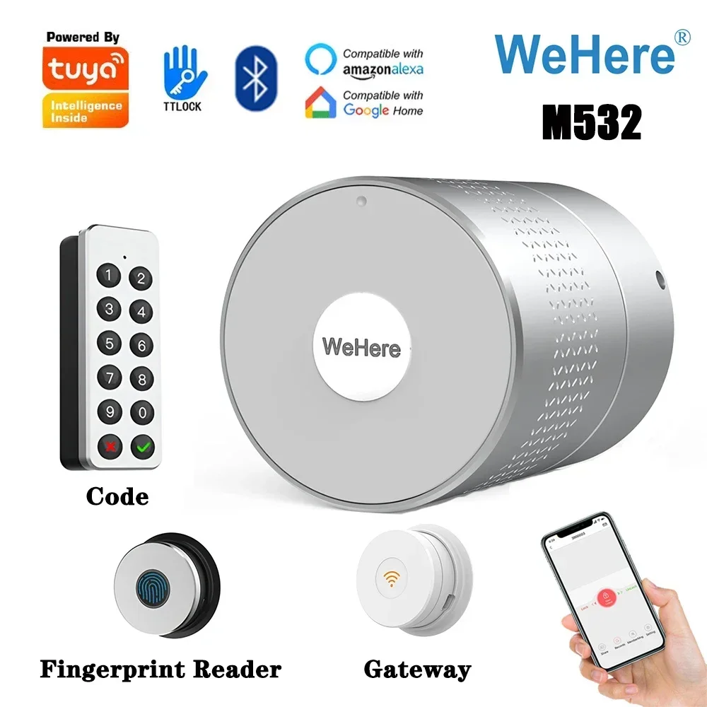 TUYA/TTlock APP Wehere M532 Smart Door Lock Nuki Style Not Change Lock Cylinder Support Alexa Google Home Fingerprint Door Lock