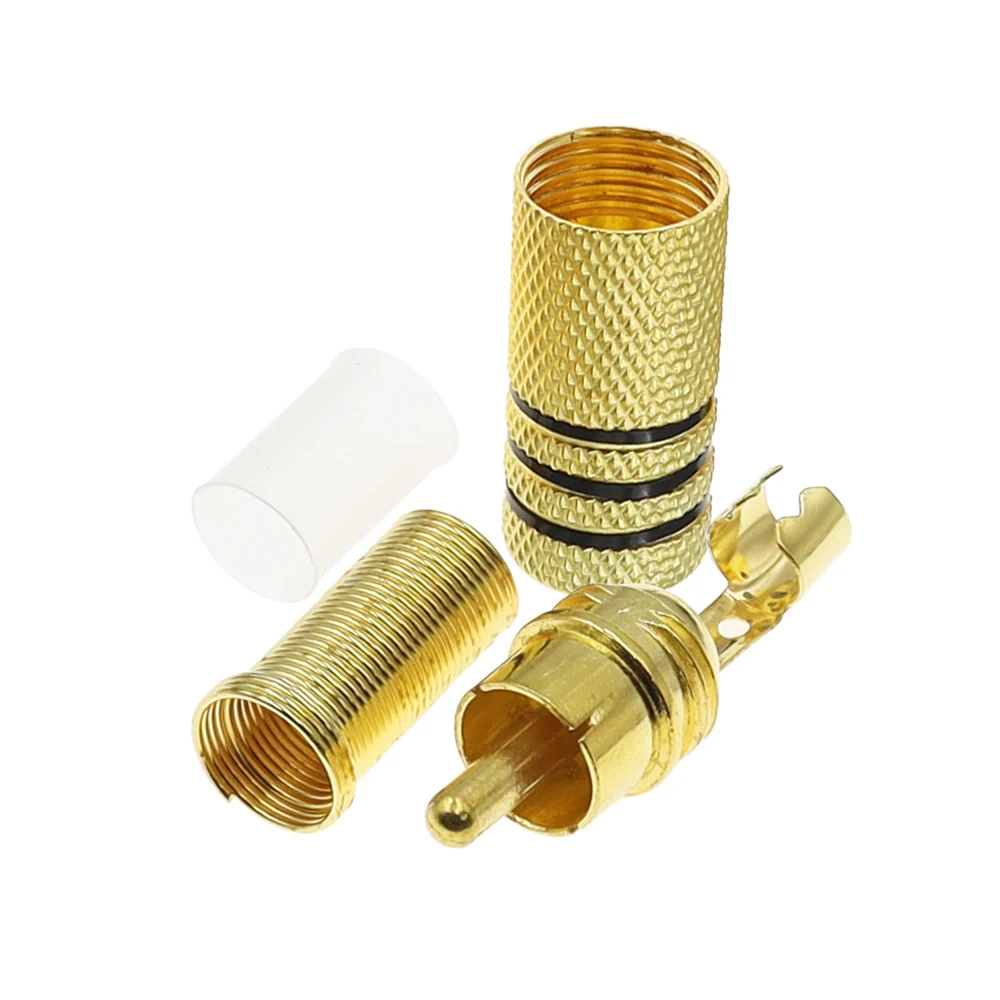 

2-4pcs RCA Male Plug Gold Plated Audio Video Cable Adapter Phono Speaker AV Connector 1-2 Pair RCA Converter