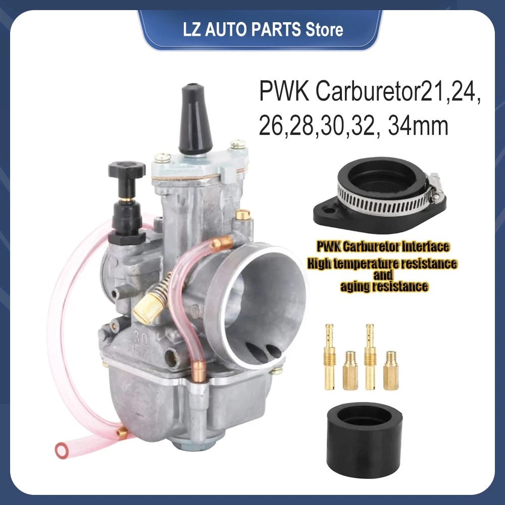 PWK Universal Carburetor, 21 24 26 28 30 32 34mm PWK Motorcycle Carburetor Power Injection, for Racing Mikuni Koso ATV Yamaha