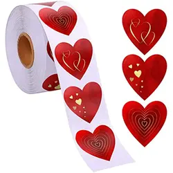 Pegatinas de etiqueta de corazón rojo para decoración de boda, sello de embalaje de regalo de San Valentín, bolsa de dulces, pegatina de papelería de 1 pulgada, 100-500 piezas