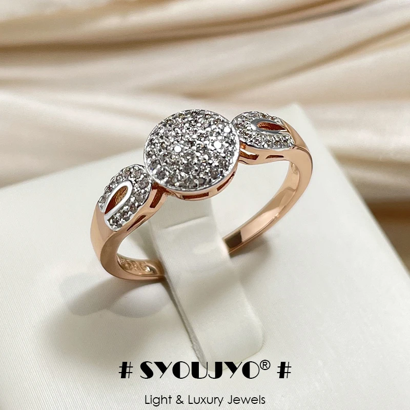 SYOUJYO Top Quality Luxury Natural Zircon Rings for Women Fashion 585 Rose Golden And Silver Color Jewelry Brand New