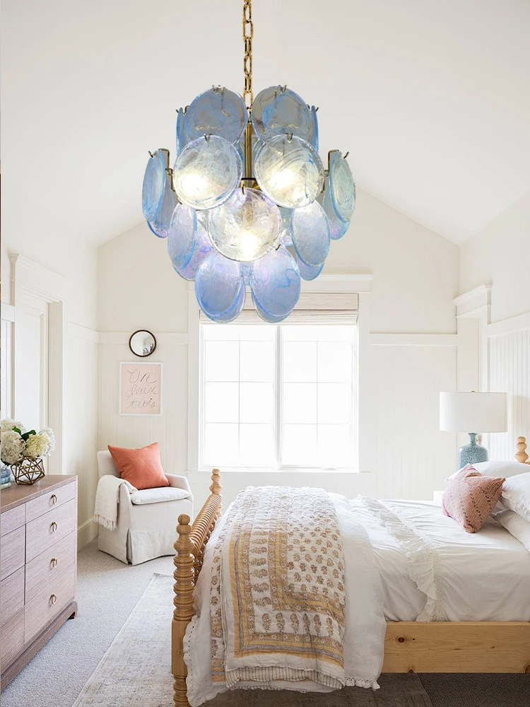

Blue Glass Pendant Lighting Fixture Designer Hanging Lamp for Ceiling Bedroom Decor Lustres Chandeliers LED Staircase